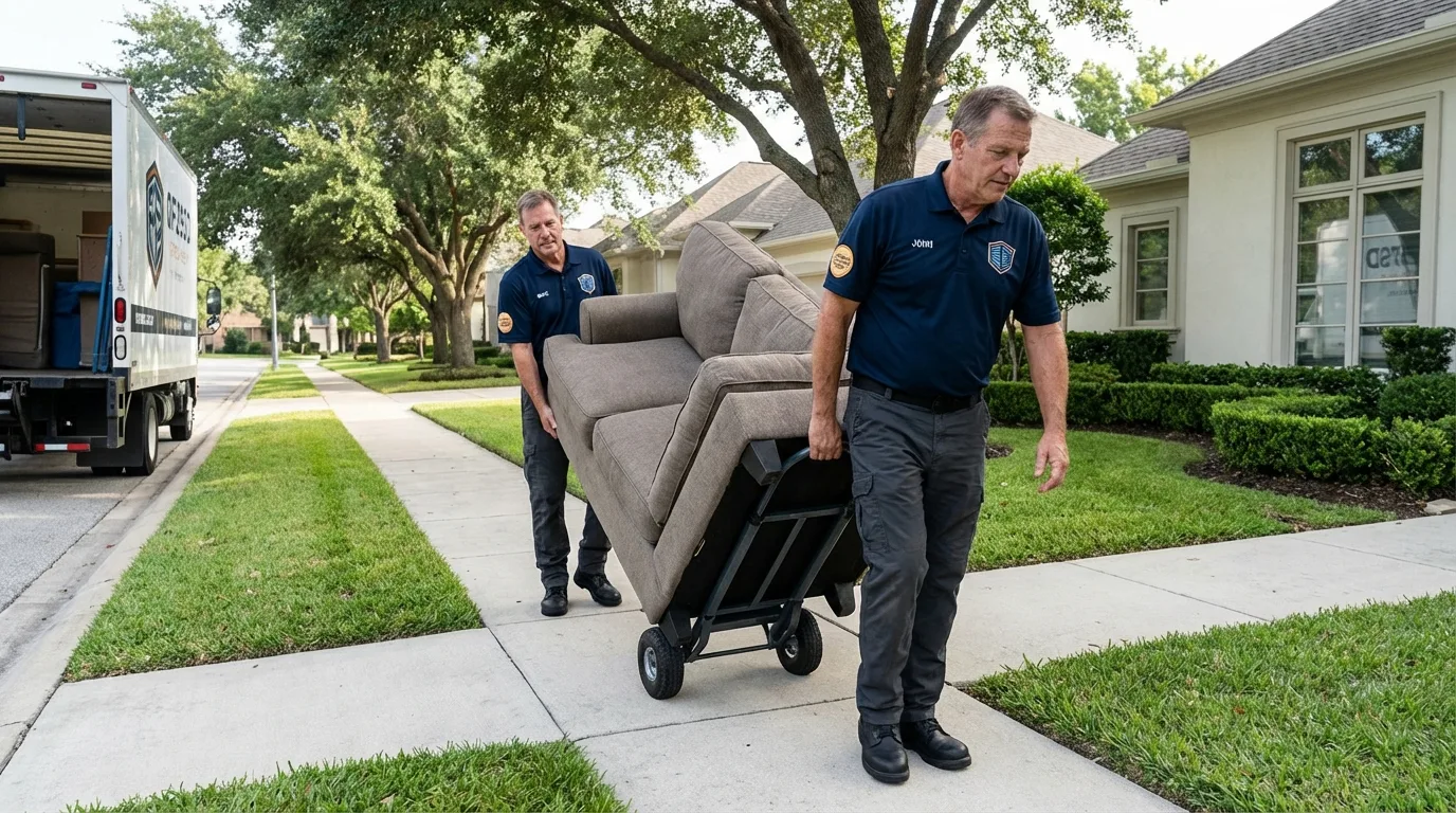 Local residential moving crew loading furniture in Marcellus, NY